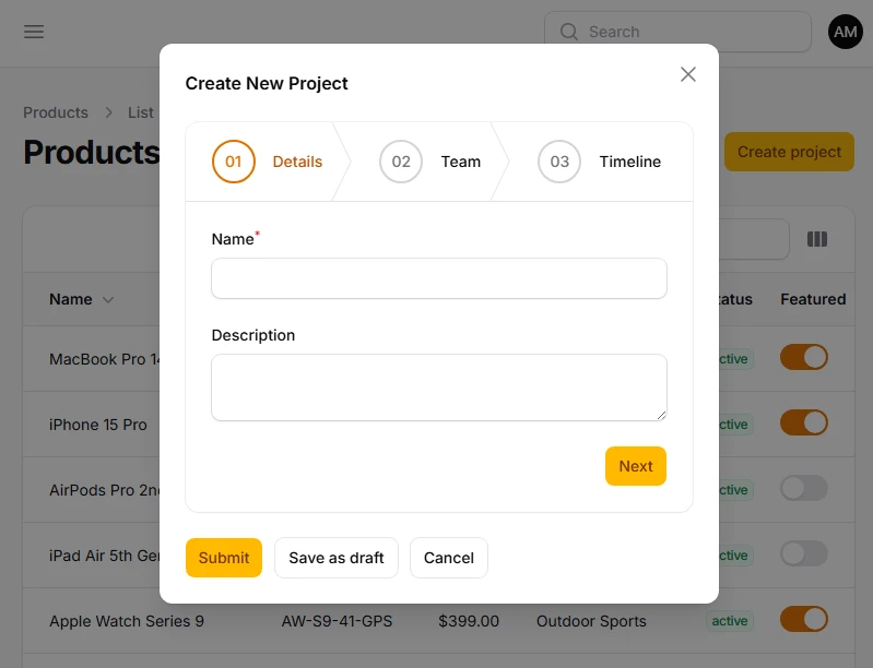 Modal Actions
