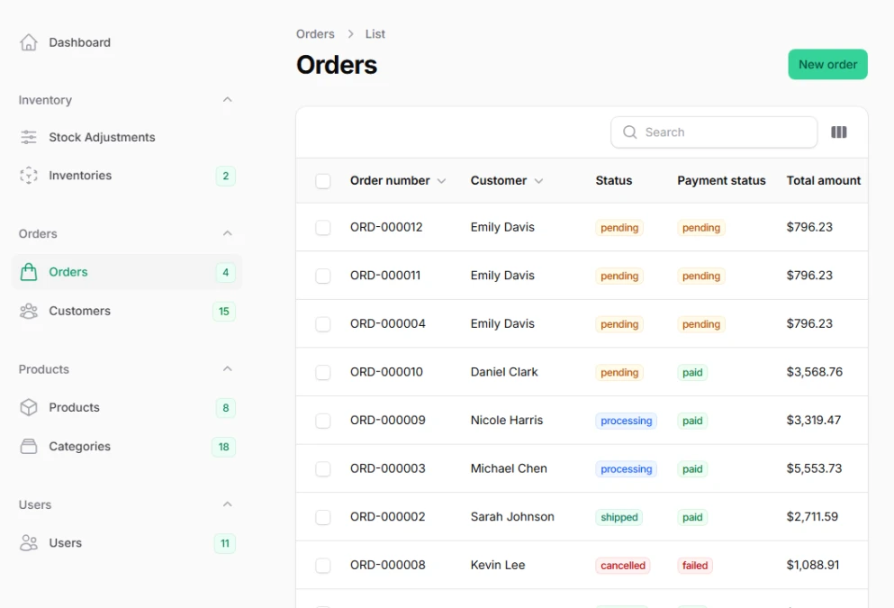 Manual color shade arrays