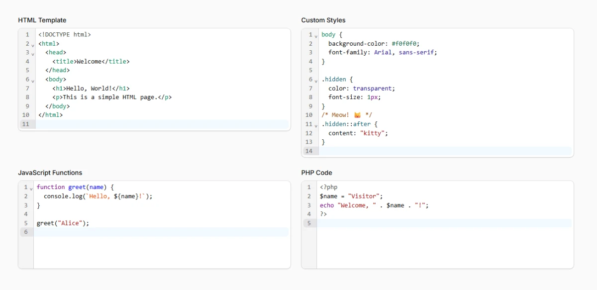 Code editor with syntax highlighting