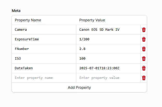 Key-value pairs for structured data