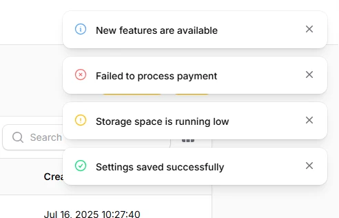 Basic status notifications