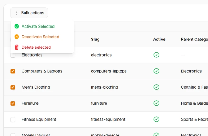 Toolbar / Bulk Actions