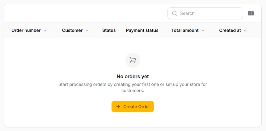 Empty state with call-to-action buttons